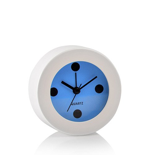 Florina White Alarm Clock with Blue Background 9cm RRP £9.99 CLEARANCE XL £4.99